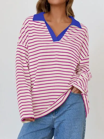 Johnny Collar Long Sleeve Sweatshirt