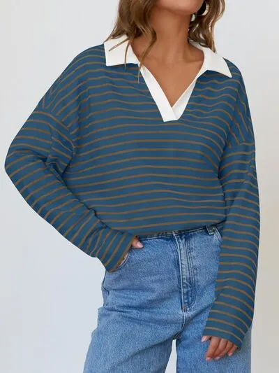 Johnny Collar Long Sleeve Sweatshirt