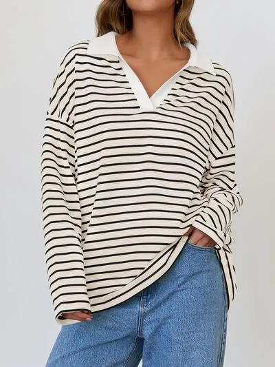 Johnny Collar Long Sleeve Sweatshirt