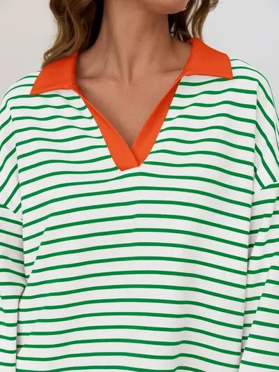 Johnny Collar Long Sleeve Sweatshirt