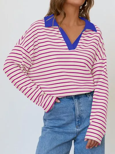 Johnny Collar Long Sleeve Sweatshirt