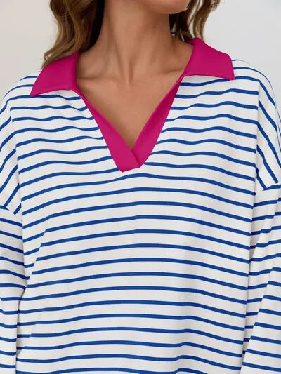 Johnny Collar Long Sleeve Sweatshirt