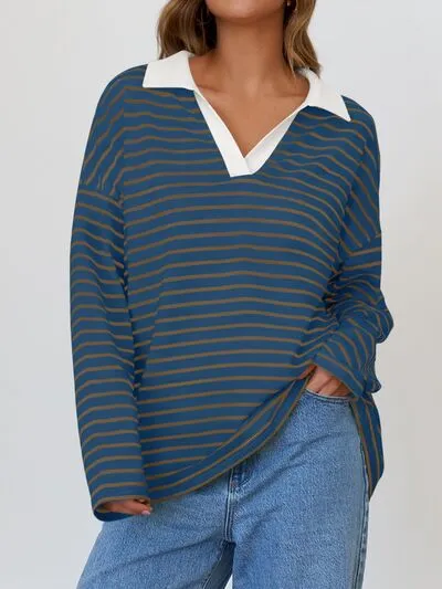 Johnny Collar Long Sleeve Sweatshirt