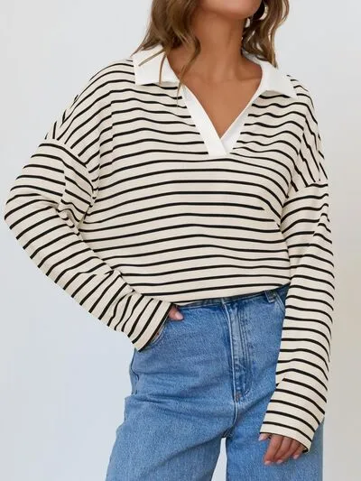 Johnny Collar Long Sleeve Sweatshirt