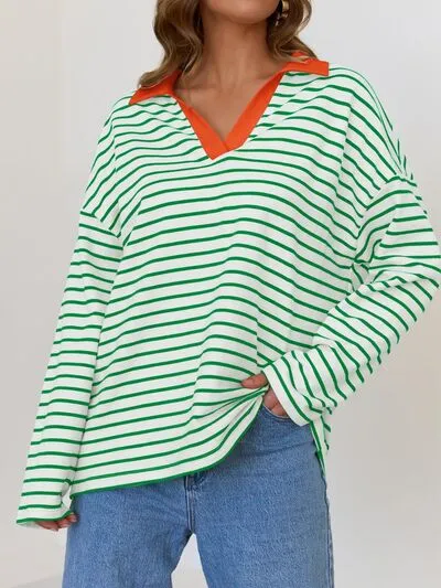 Johnny Collar Long Sleeve Sweatshirt
