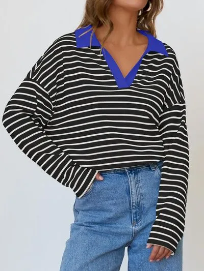 Johnny Collar Long Sleeve Sweatshirt