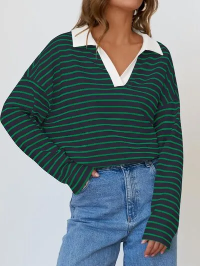 Johnny Collar Long Sleeve Sweatshirt