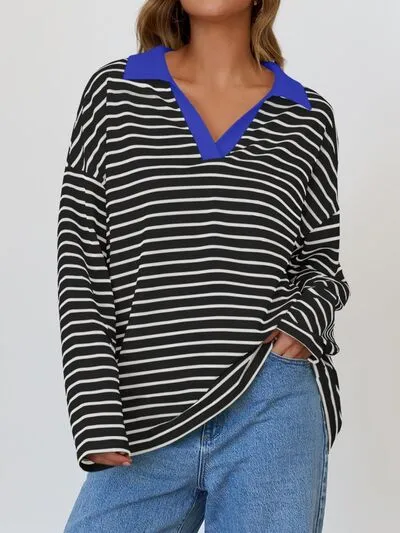 Johnny Collar Long Sleeve Sweatshirt