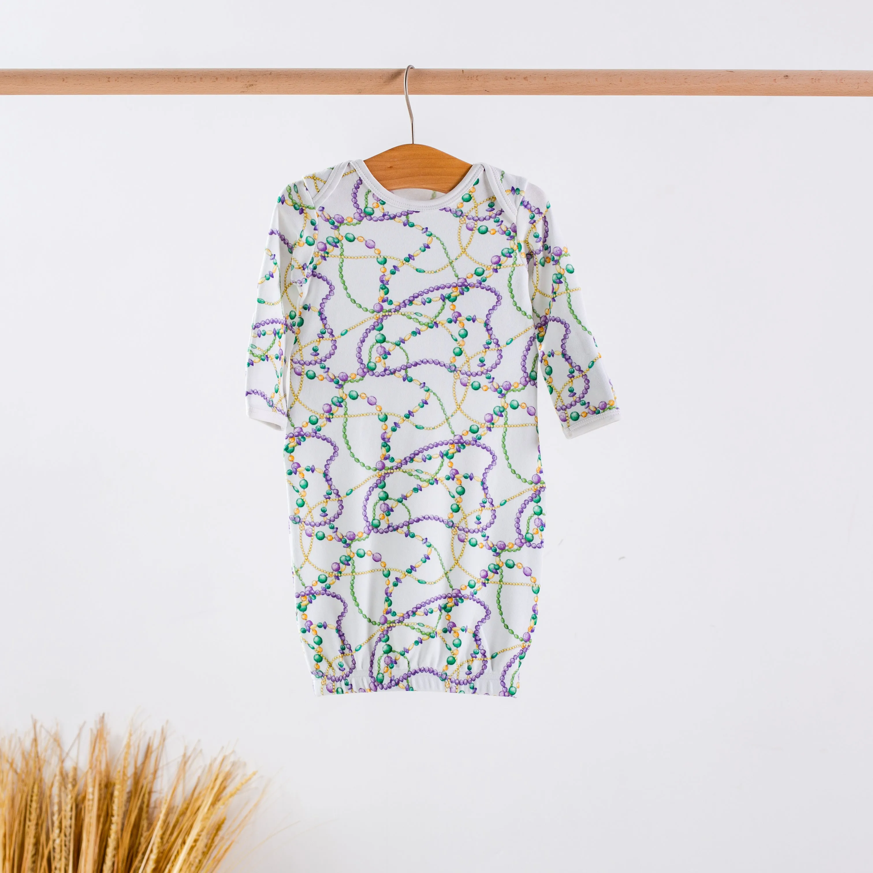 Just Here for the Beads Organic Cotton Kids Mardi Gras Pajamas