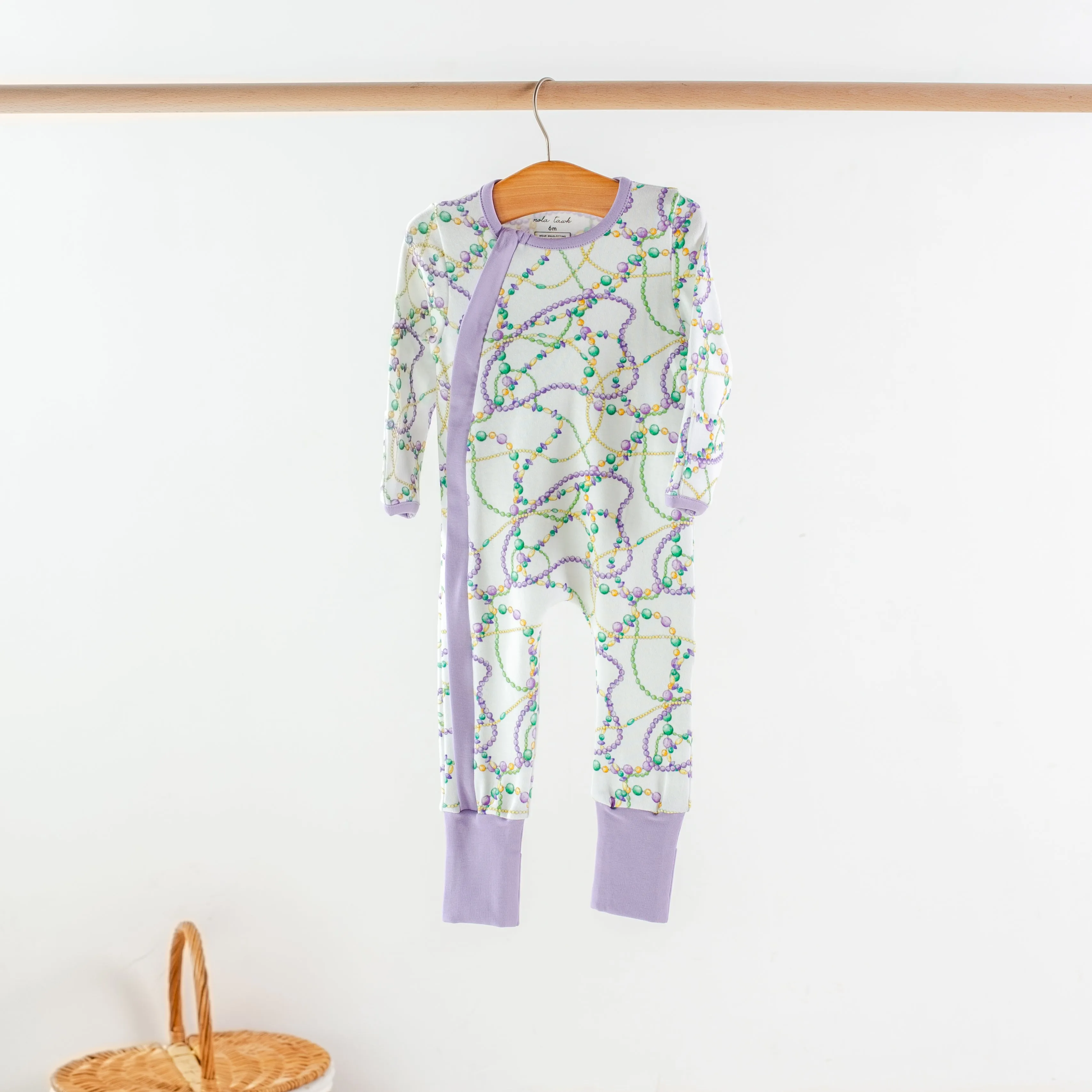 Just Here for the Beads Organic Cotton Kids Mardi Gras Pajamas