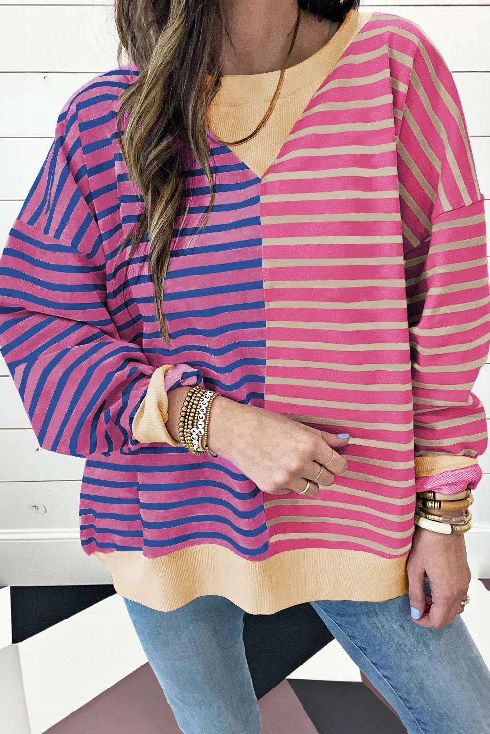 KaleaBoutique Colorblock Drop Shoulder Oversize Sweatshirt