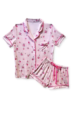 KATIEJ NYC- JUNIOR LYNN SHORTS LOUNGE SET (pink rosebud plaid)