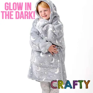 Kids Cuddle Hoodie - Grey Glow In The Dark