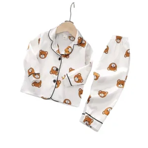 KIDS TEDDY BEAR SILK PAJAMA SET
