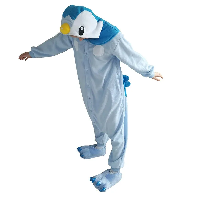 Kigurumi Onesie Men Piplup Cosplay Costume For Halloween Women Jumpsuit Christmas One-Piece Pajama Fleece Anime Full Body Pijama