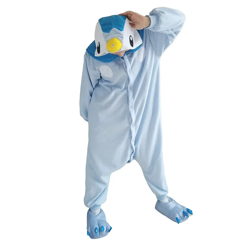 Kigurumi Onesie Men Piplup Cosplay Costume For Halloween Women Jumpsuit Christmas One-Piece Pajama Fleece Anime Full Body Pijama