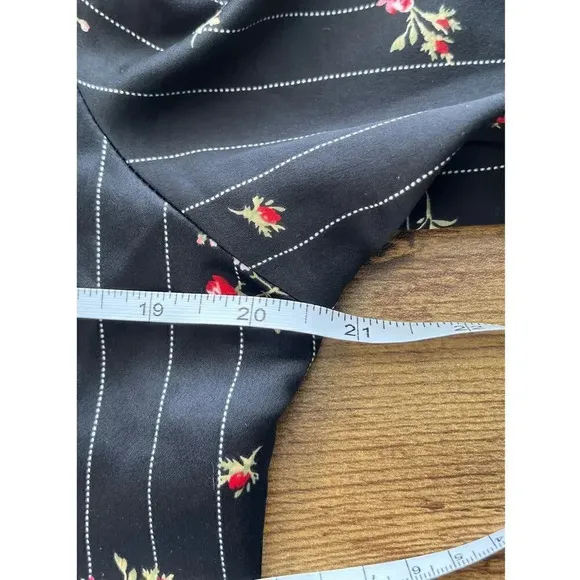 Lauren Ralph L. Small Black Red Rose Print Pajamas Pant Set