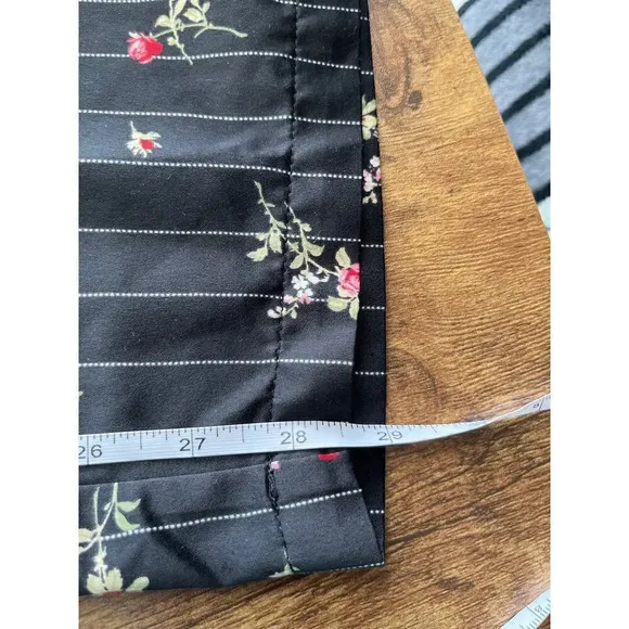 Lauren Ralph L. Small Black Red Rose Print Pajamas Pant Set