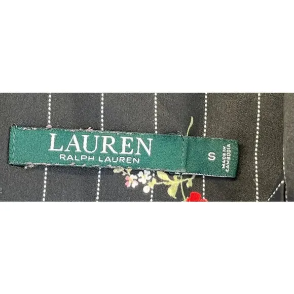 Lauren Ralph L. Small Black Red Rose Print Pajamas Pant Set