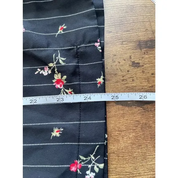 Lauren Ralph L. Small Black Red Rose Print Pajamas Pant Set