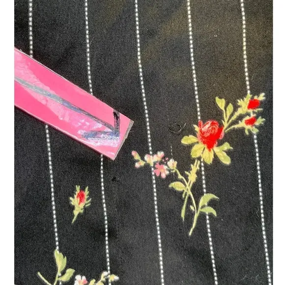 Lauren Ralph L. Small Black Red Rose Print Pajamas Pant Set
