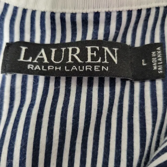 Lauren Ralph Lauren Womens Large Classic Navy Pin Striped Pajamas