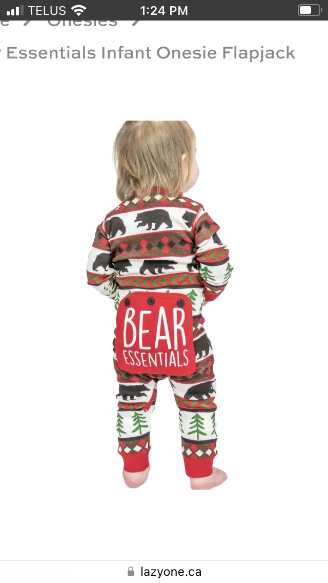 Lazy Ones Bear Essentials Baby Christmas Pajamas : Size 6m to 18m