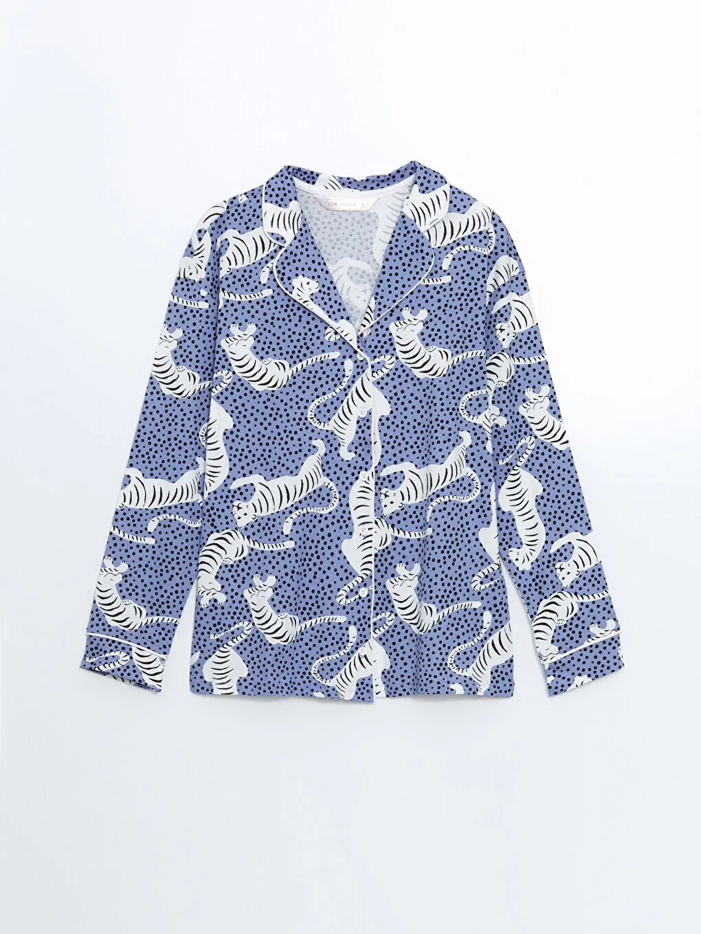 LCW DREAM Lilac Shirt Collar Zebra Patterned Women Pajama Set