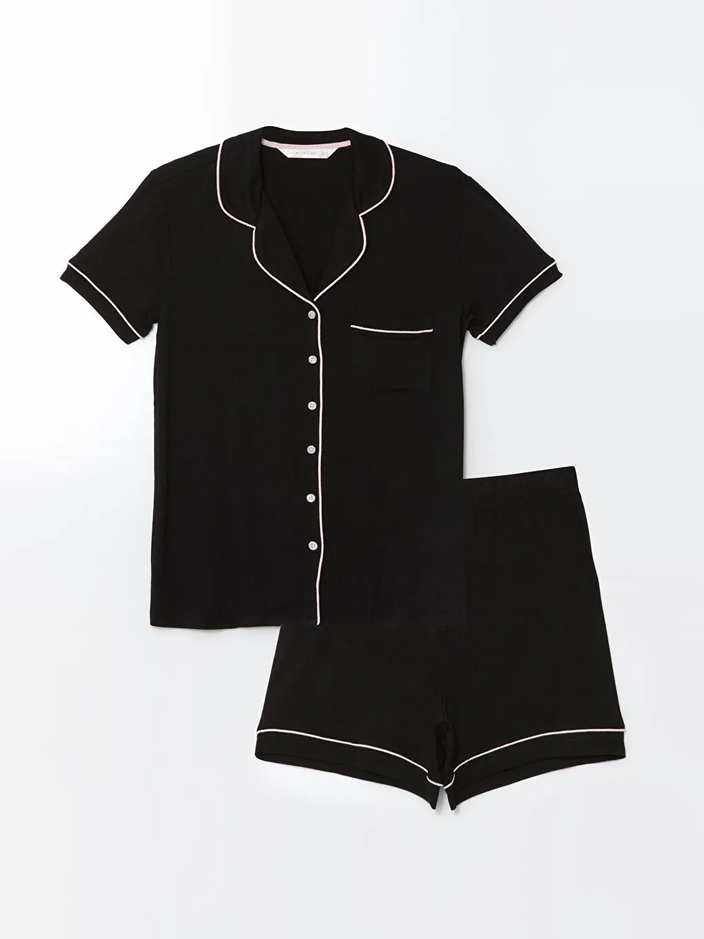 LCW DREAM Turquoise Shirt Collar Women Shorts Pajama Set