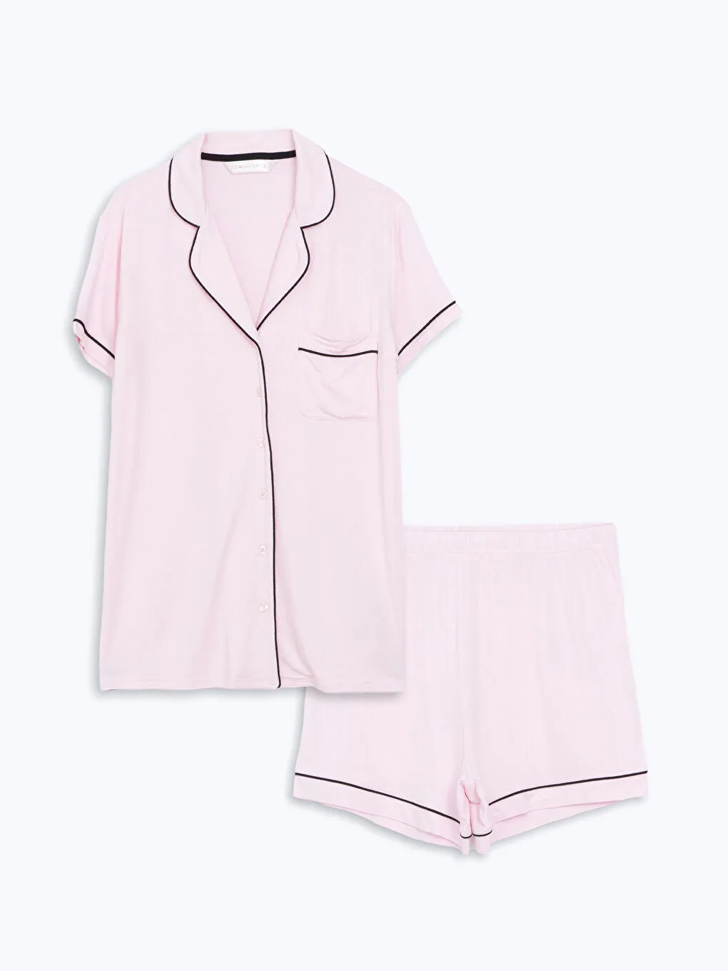 LCW DREAM Turquoise Shirt Collar Women Shorts Pajama Set