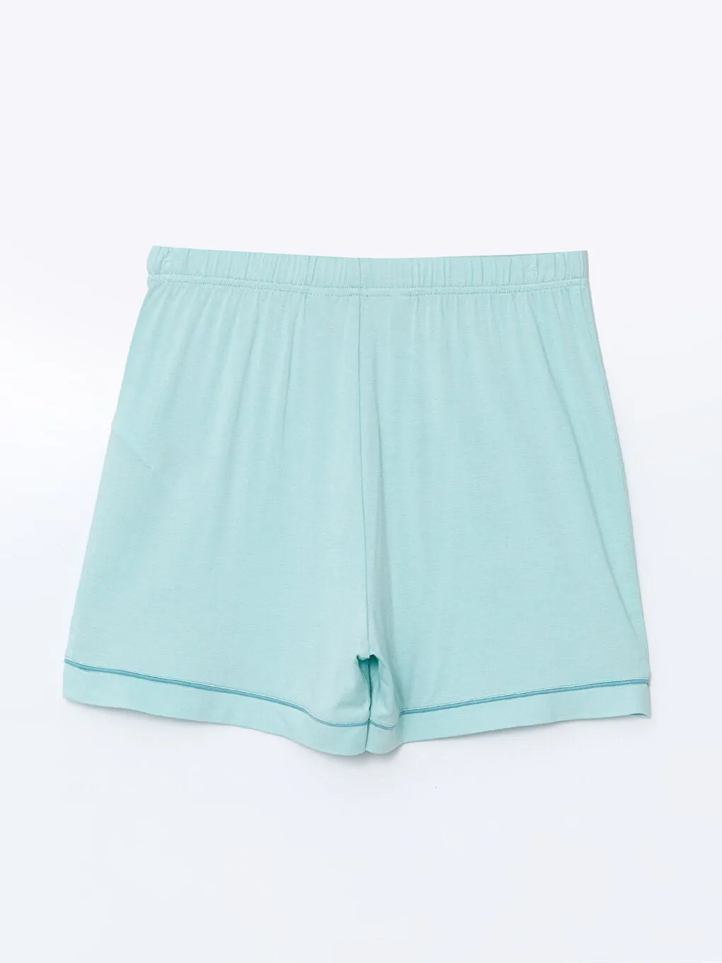 LCW DREAM Turquoise Shirt Collar Women Shorts Pajama Set