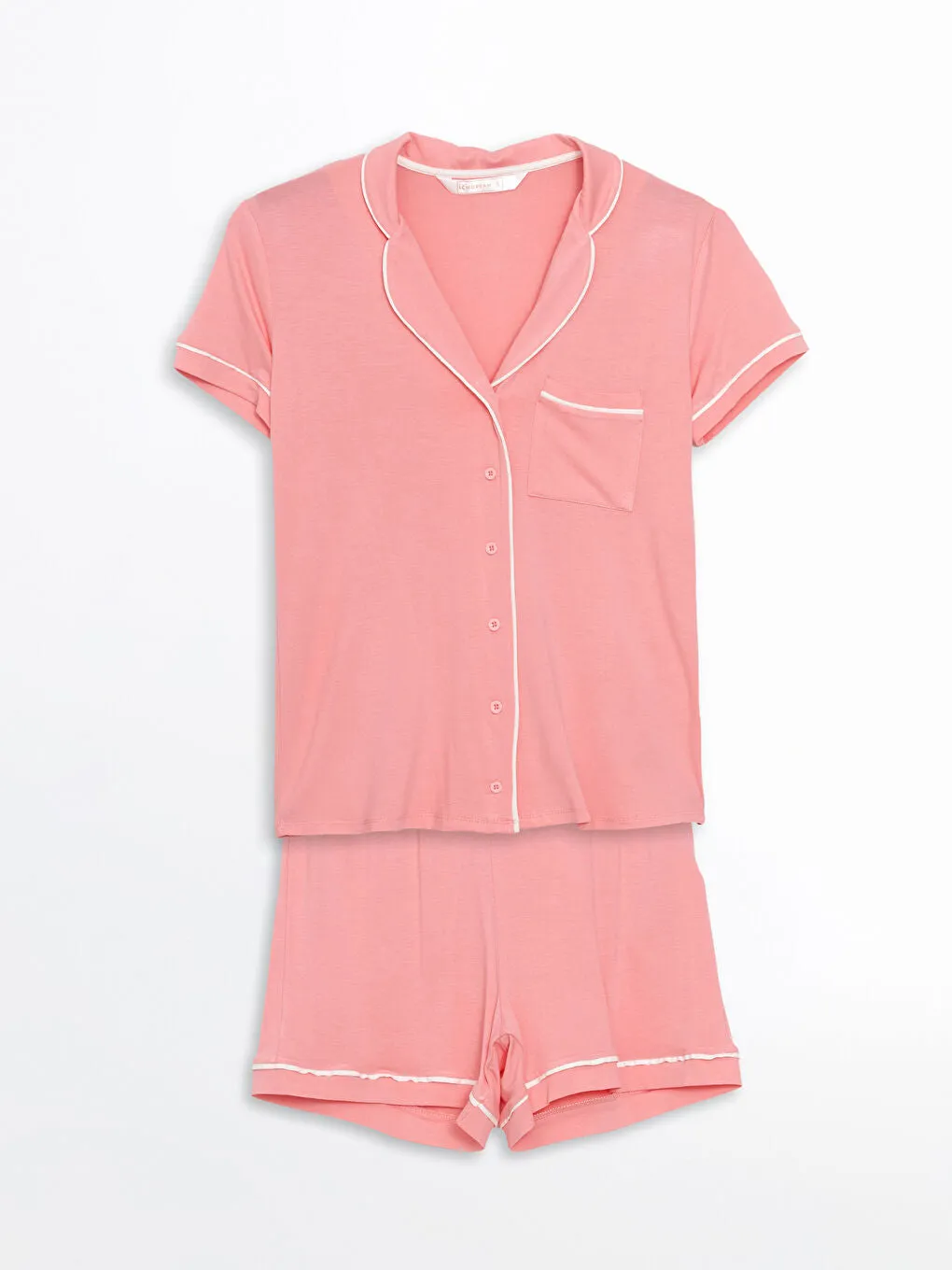 LCW DREAM Turquoise Shirt Collar Women Shorts Pajama Set