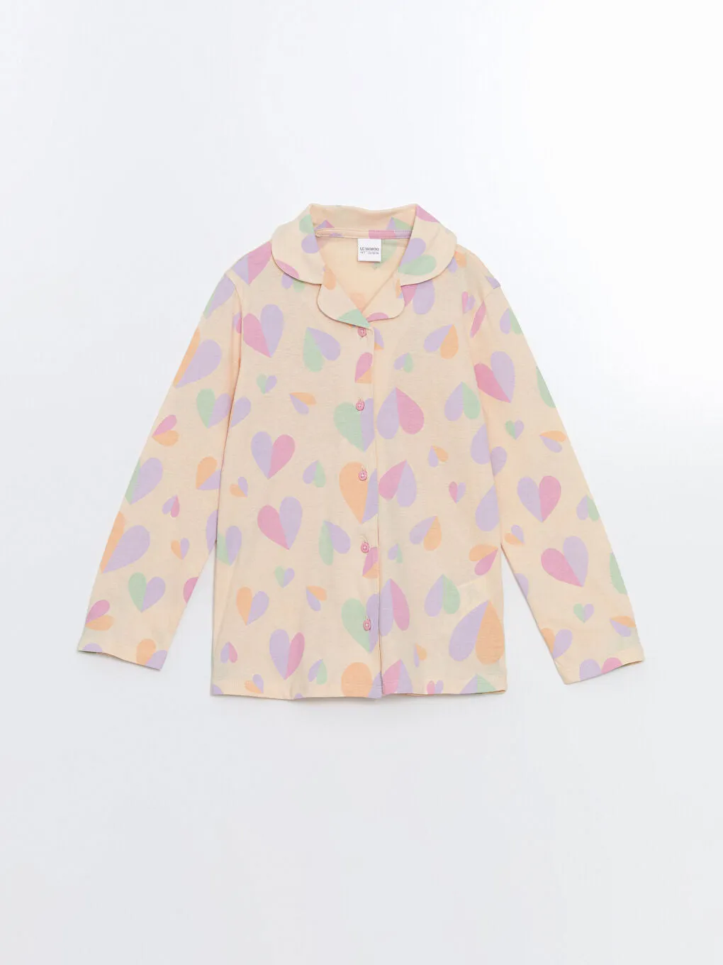 LCW Kids Beige Shirt Collar Girls Pajama Set