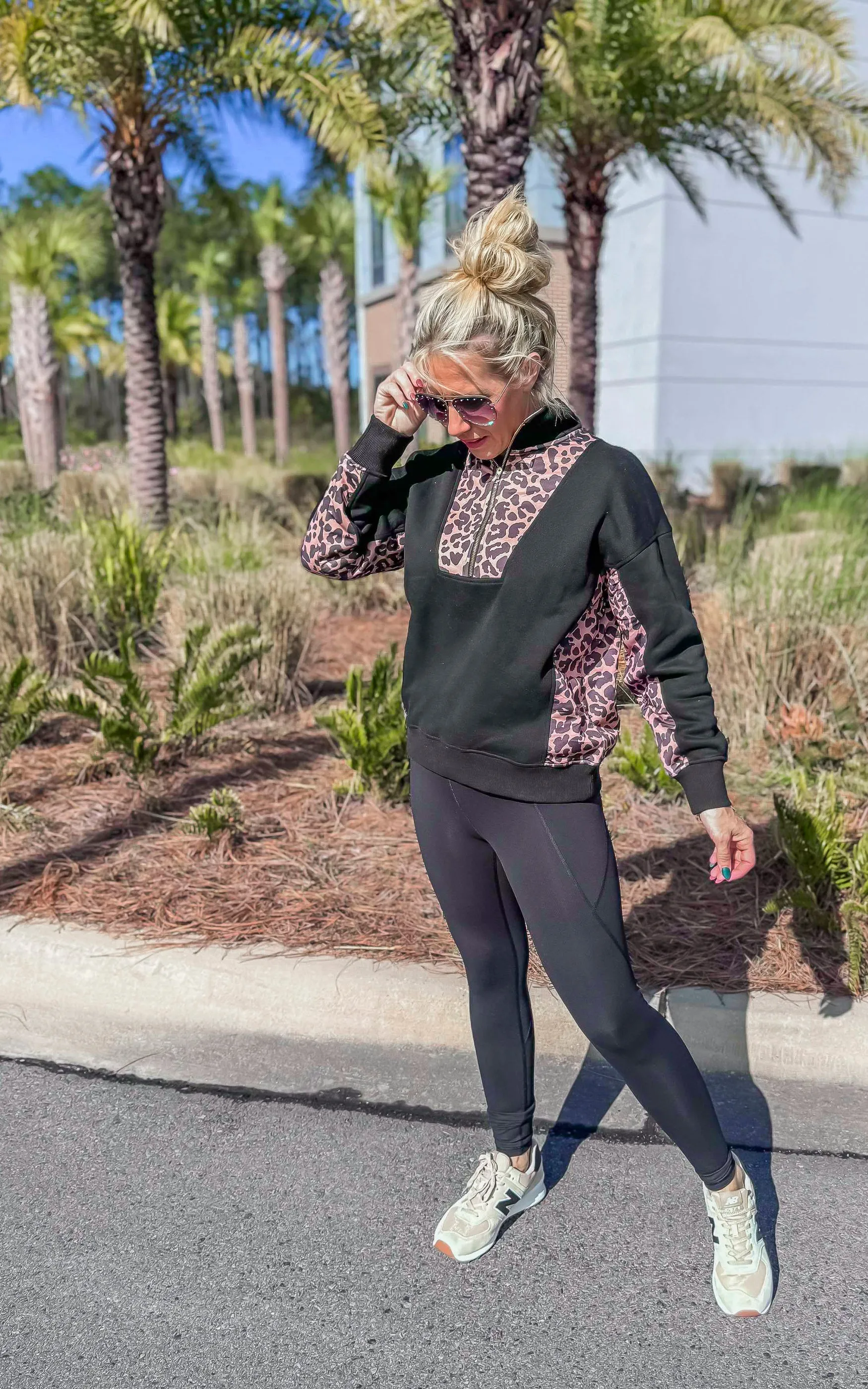 Leopard Colorblock Quarter Zip Pullover | SALTY WAVE  *DEAL-FINAL SALE
