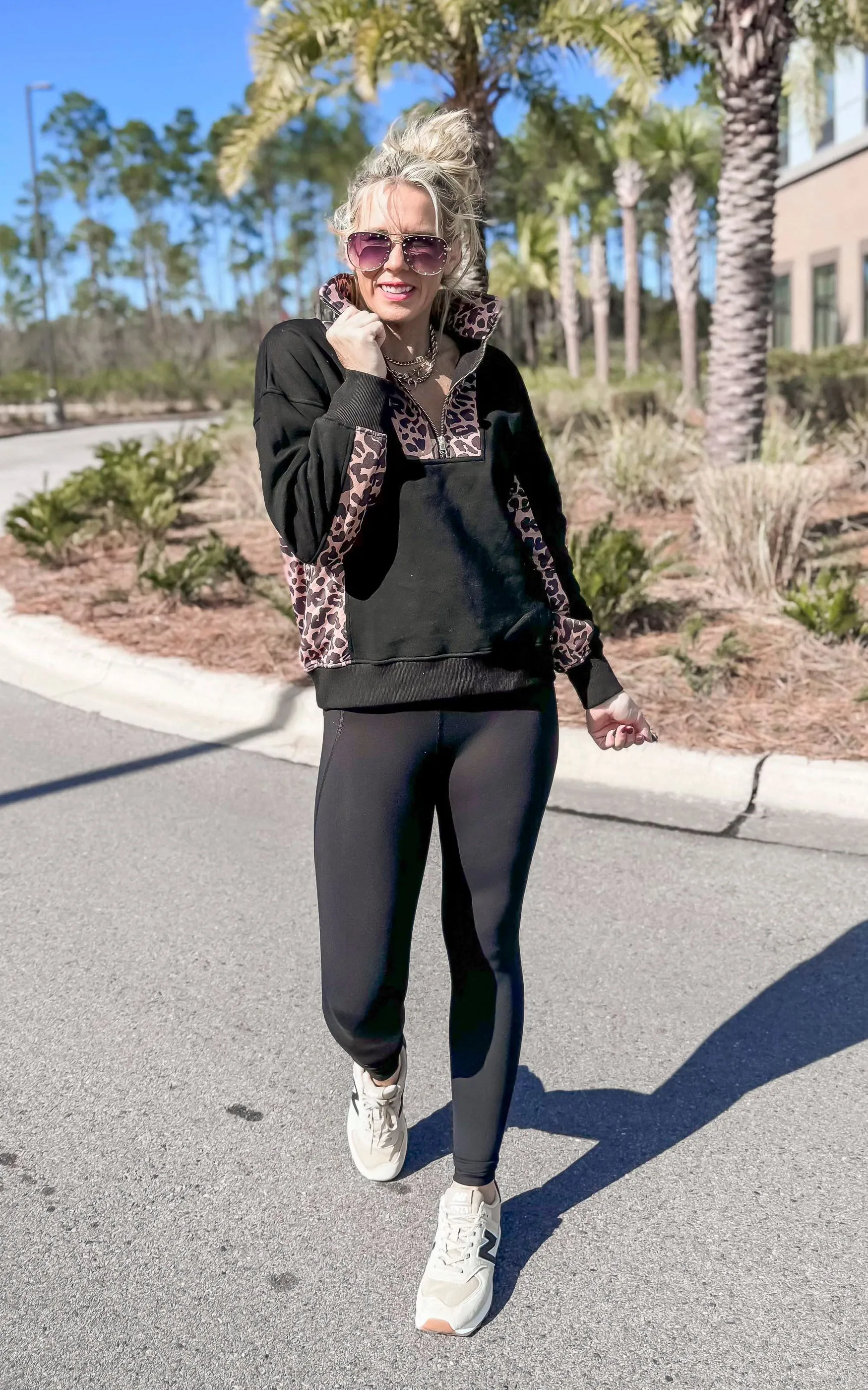 Leopard Colorblock Quarter Zip Pullover | SALTY WAVE  *DEAL-FINAL SALE