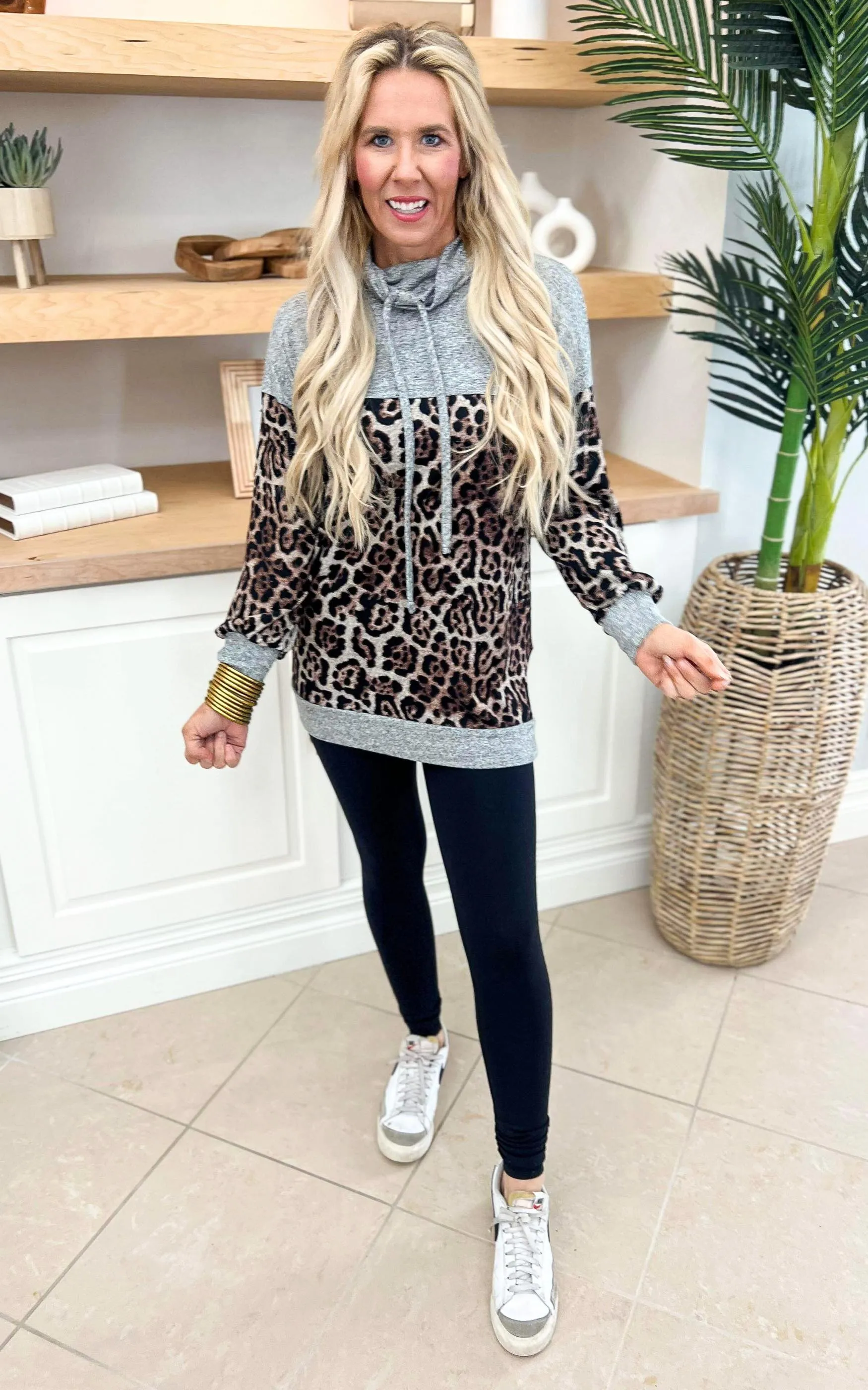 Leopard Colorblock Tunic Top - Final Sale