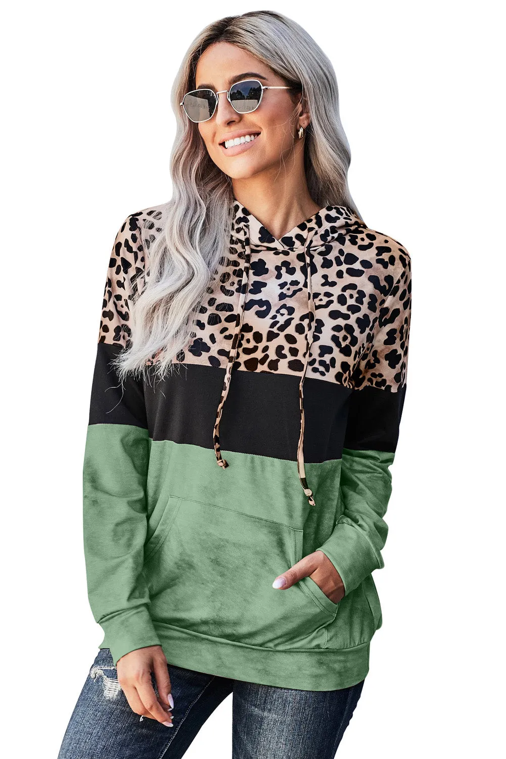 Leopard Tie Dye Colorblock Hoodie