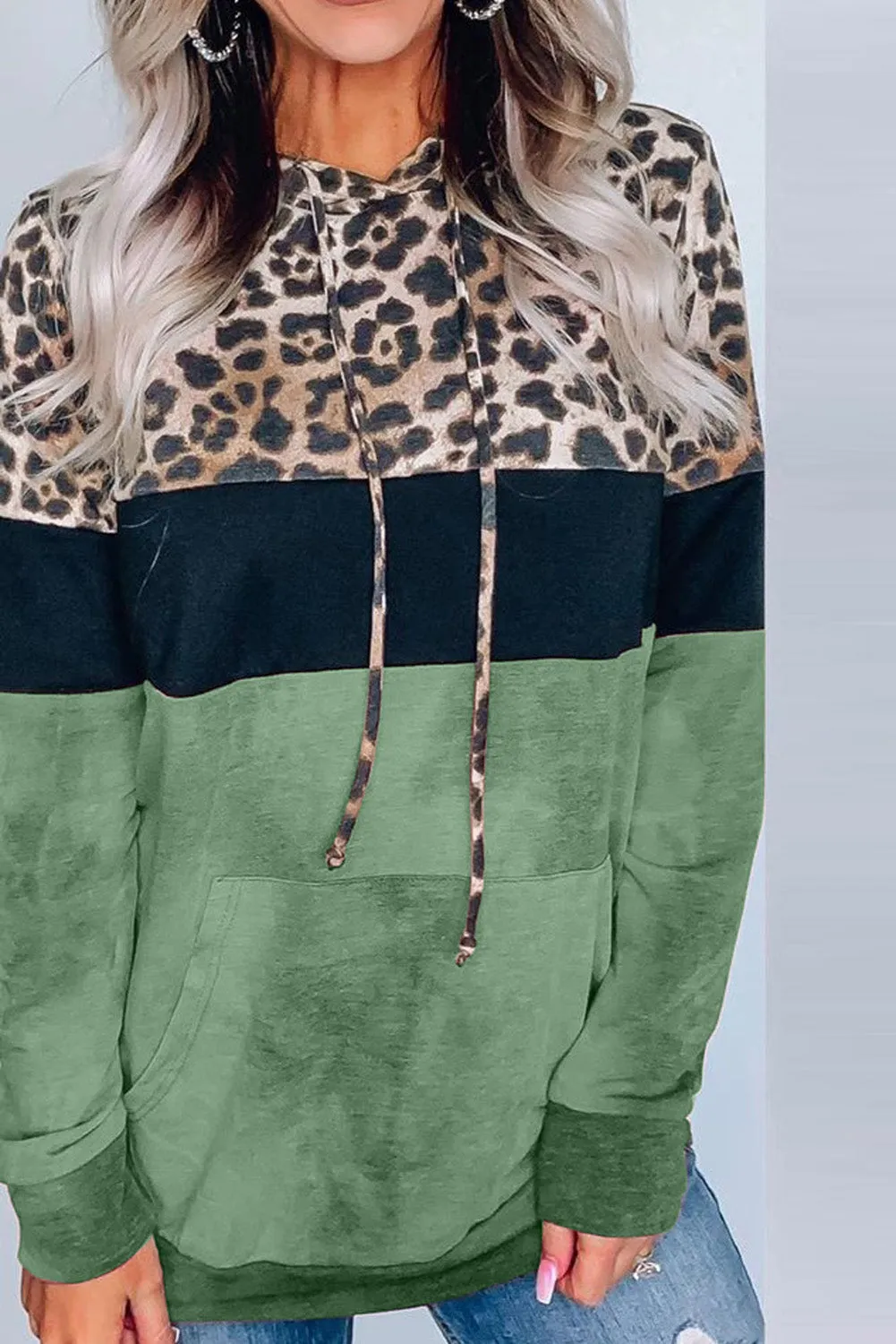 Leopard Tie Dye Colorblock Hoodie