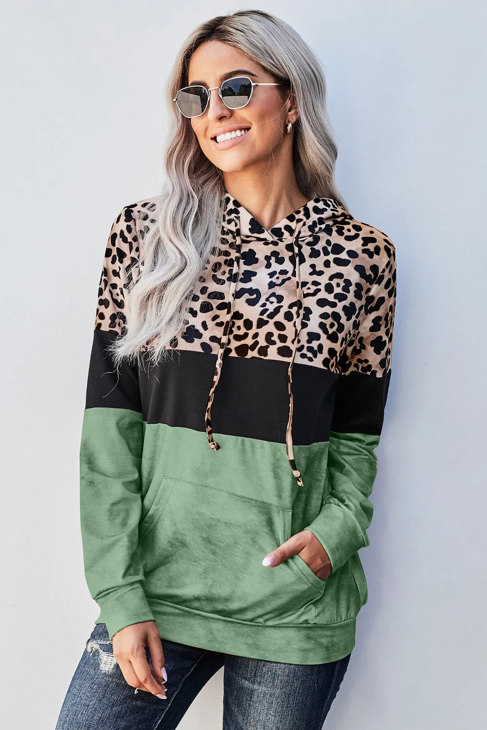 Leopard Tie Dye Colorblock Hoodie