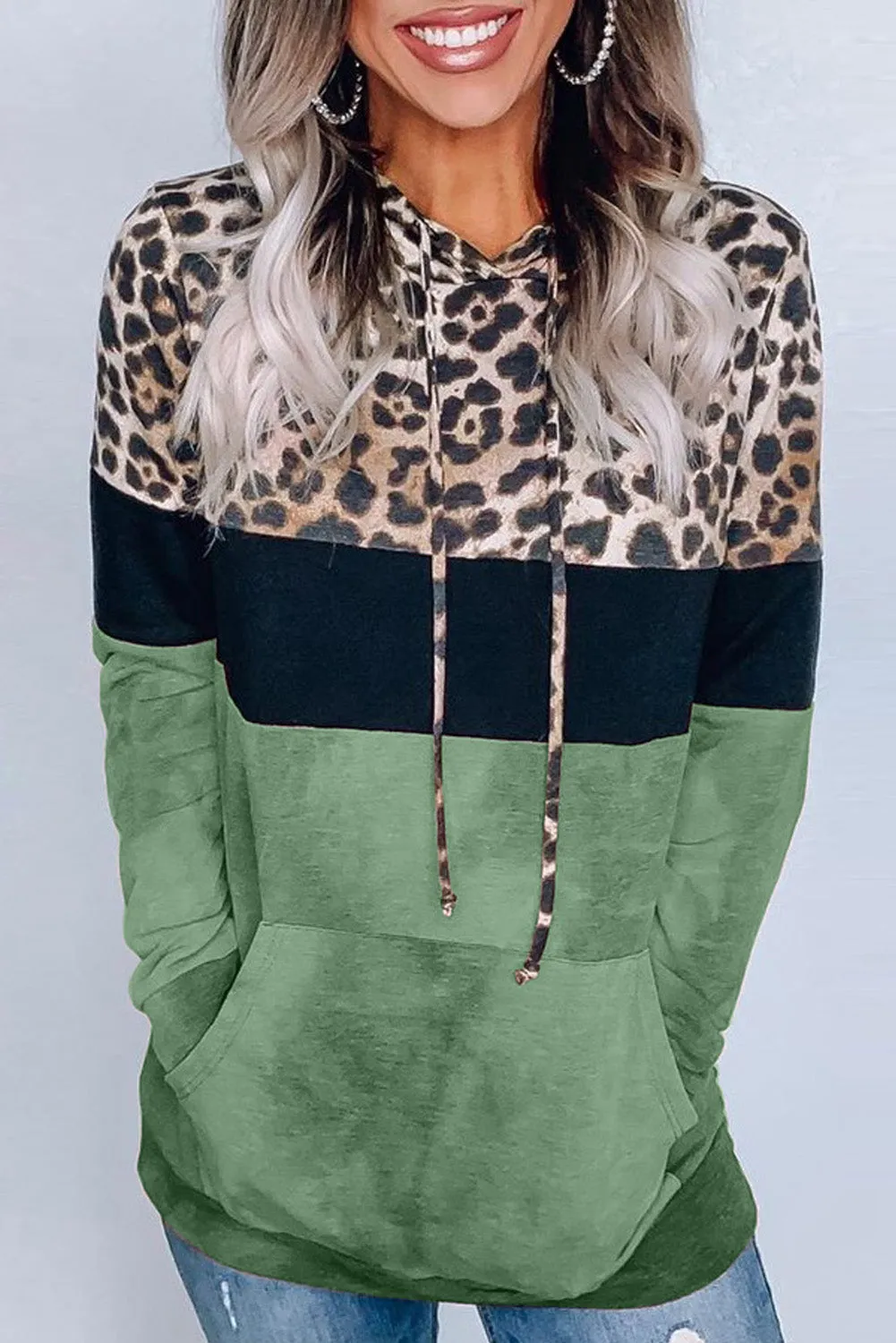 Leopard Tie Dye Colorblock Hoodie