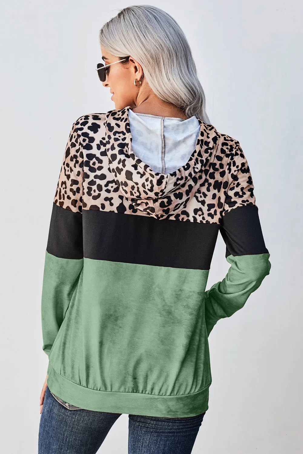Leopard Tie Dye Colorblock Hoodie