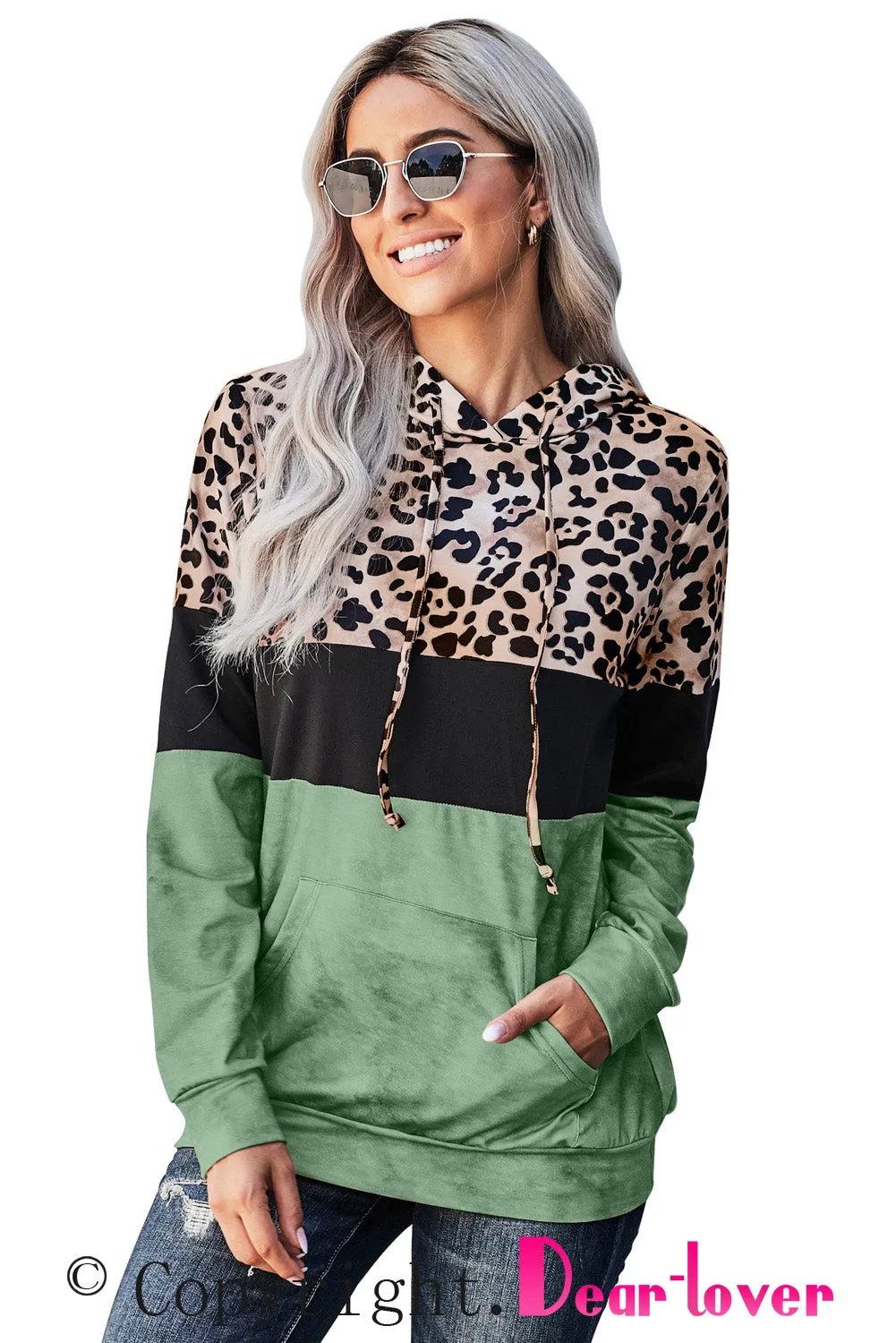Leopard Tie Dye Colorblock Hoodie