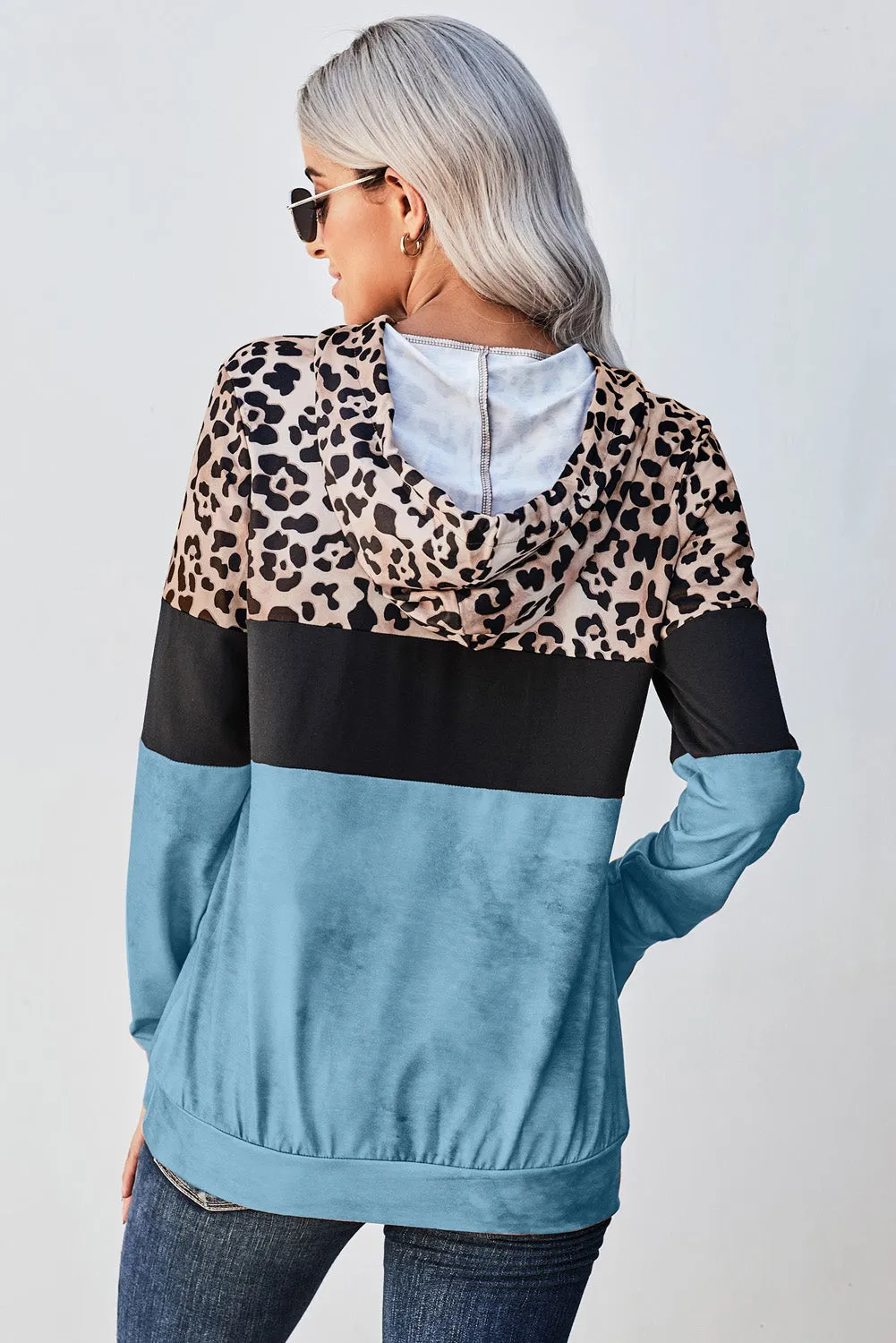 Leopard Tie Dye Colorblock Hoodie