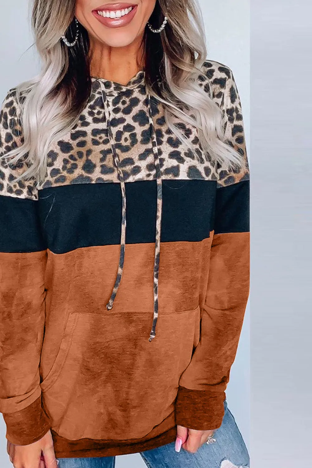 Leopard Tie Dye Colorblock Hoodie