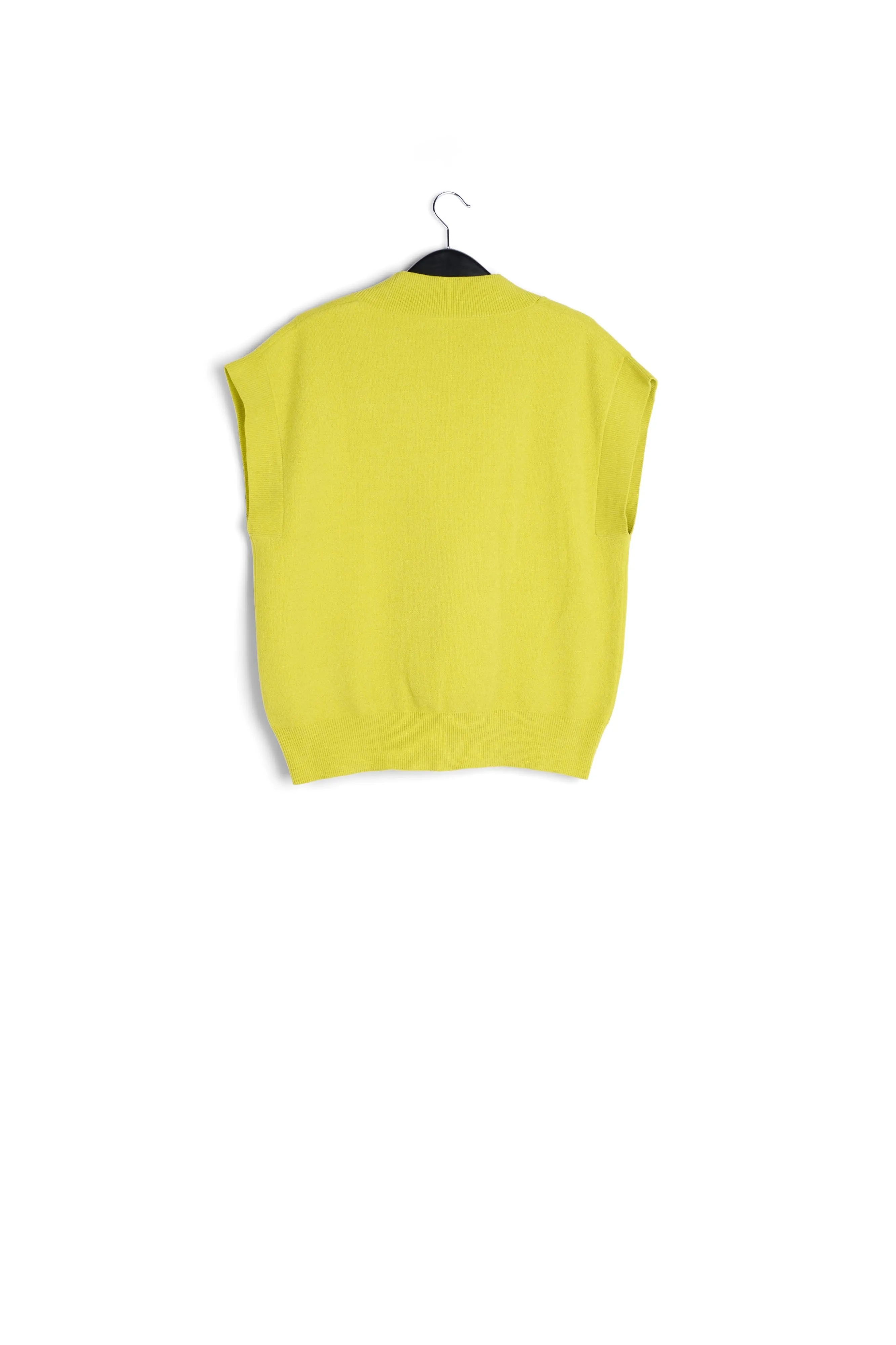 Lime green V-neck short-sleeved sweater