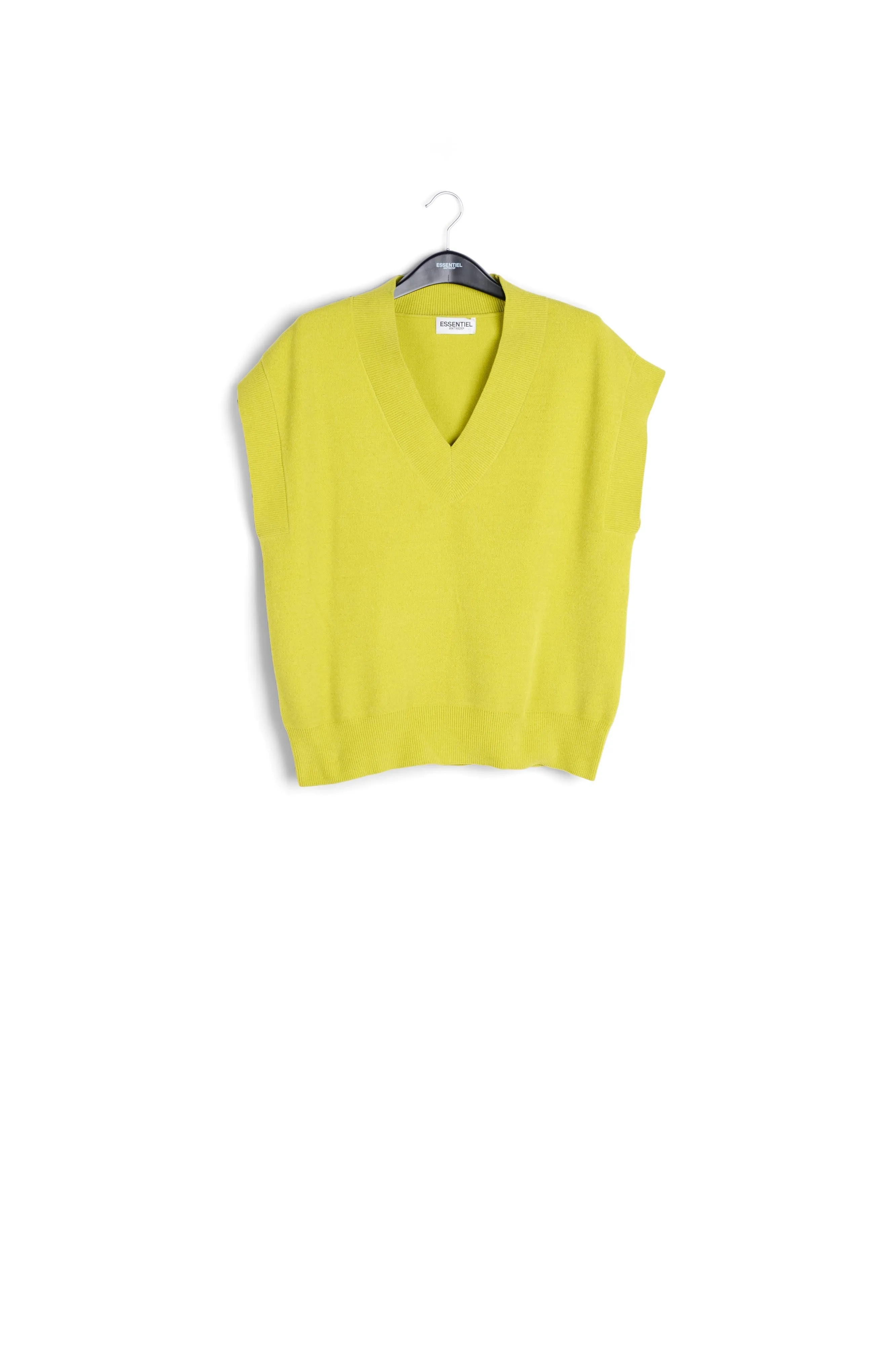Lime green V-neck short-sleeved sweater