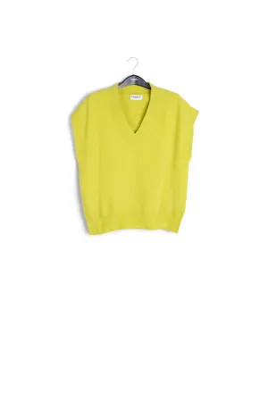 Lime green V-neck short-sleeved sweater