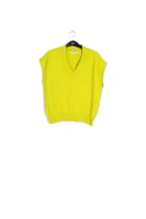 Lime green V-neck short-sleeved sweater