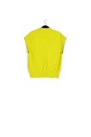 Lime green V-neck short-sleeved sweater