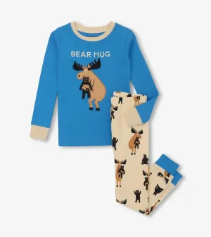 Little Blue House Blue Moose Bear Hug Kids Pajama Set